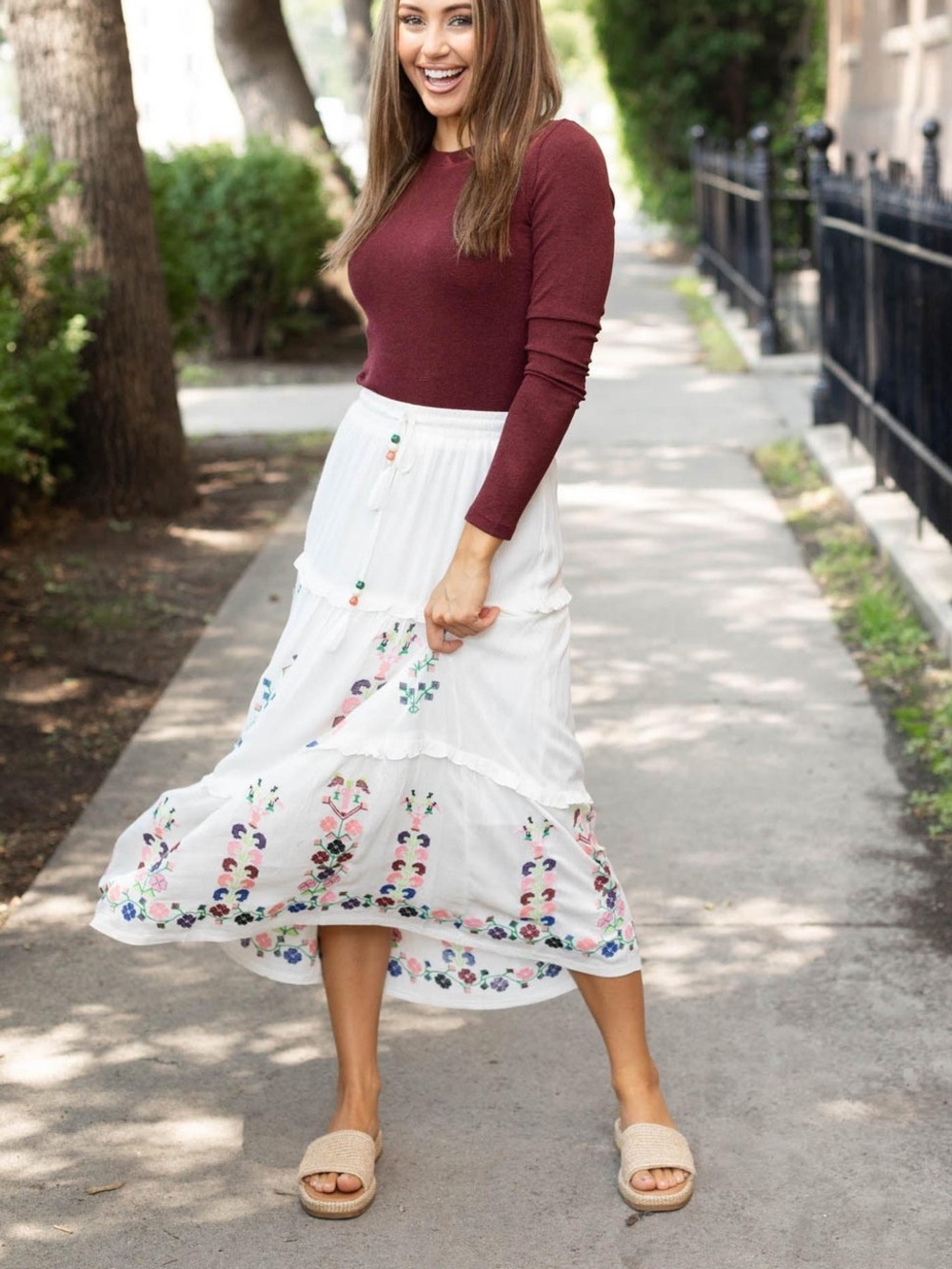 PINCH Floral Embroidered Maxi Skirt- Like New- Size Small